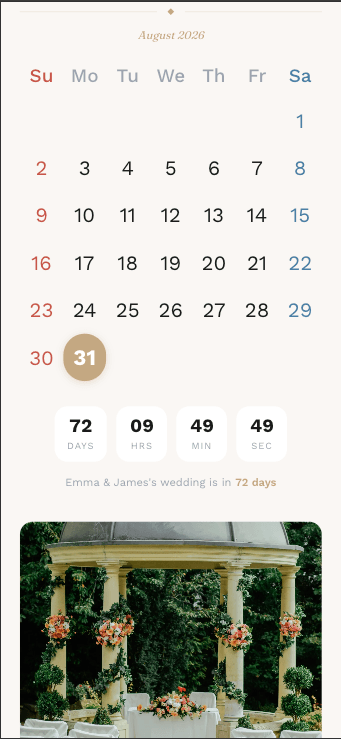 Vellio mobile invitation calendar preview